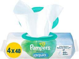 Pampers Harmonie Aqua Plastic Free Vlhčené ubrousky 4 x 48 ks