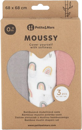Petite&Mars Sada plen bambusová mušelínová 3 ks