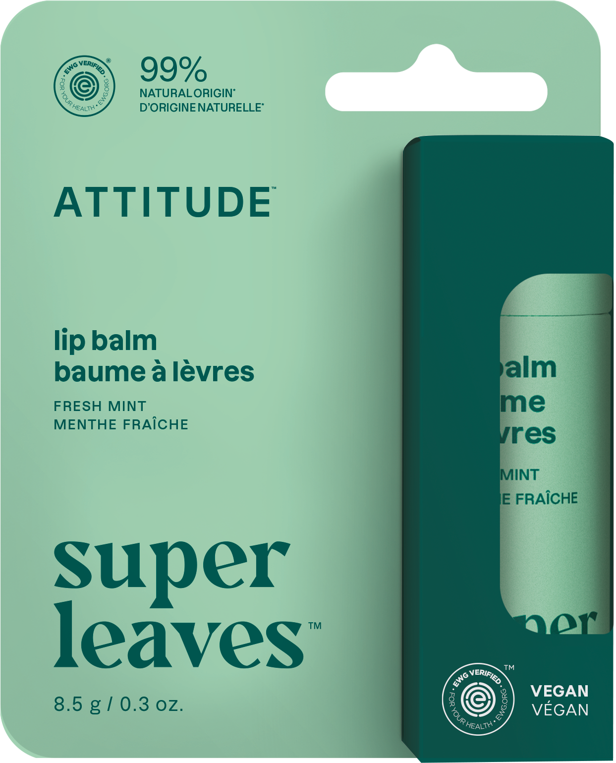 Attitude Balzám na rty Super leaves - s vůní máty 8.5 g