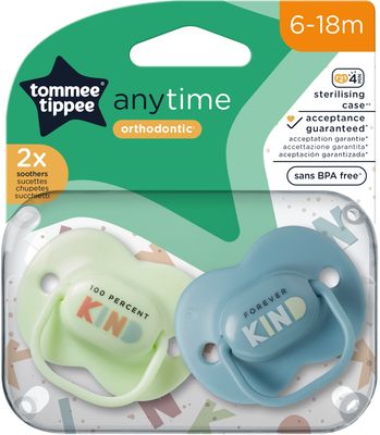 Tommee Tippee CTN Dudlík silikon AnyTime, 6-18m více barevných variant 2 ks