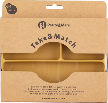 Petite&Mars Talířek silikonový dělící oválný Take&Match Intense Ochre 6m+