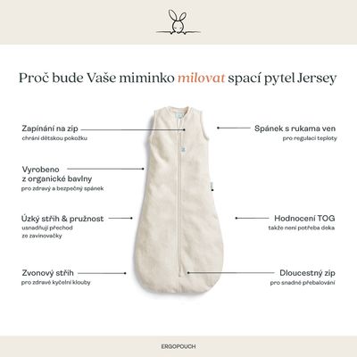 ERGOPOUCH Pytel na spaní organická bavlna Jersey Lullaby 3-12m, 6-10kg, 1,0tog 1 ks