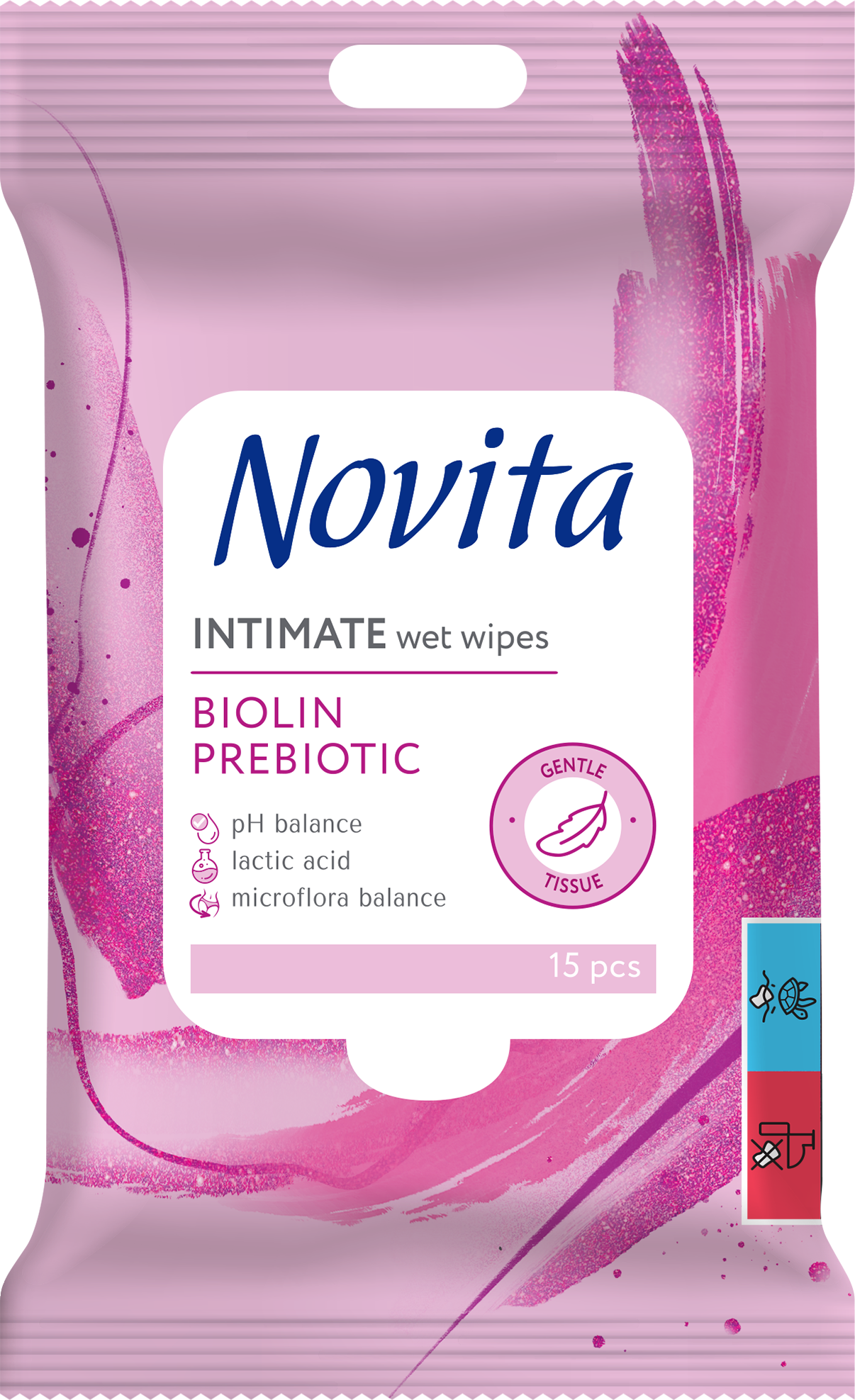 Novita Biolin Prebiotic Vlhčené ubrousky na intimní hygienu