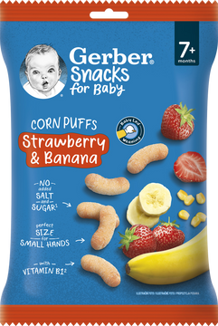 Gerber Snacks kukuřičné křupky jahoda a banán 28 g
