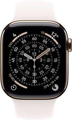 Apple Watch 11 GPS + Cellular 46mm Zlatý titan se světle ruměným sportovním řemínkem - M/L