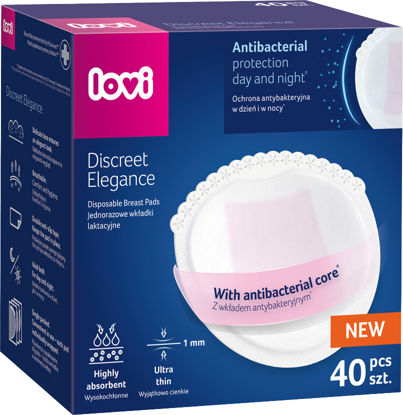 LOVI Vložky do podprsenky antibakteriální Discreet Elegance bílé 40 ks