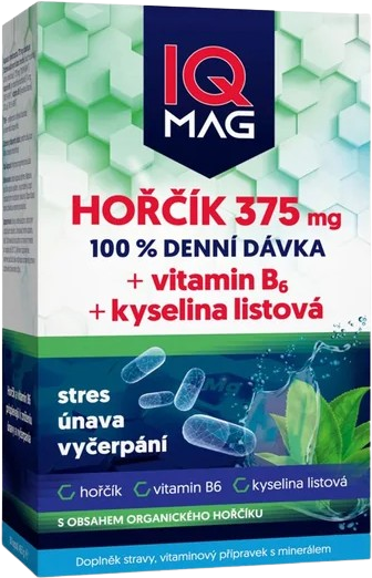 IQ Mag hořčík 375 mg + B6 + kys.listová kapsle 60 kapslí