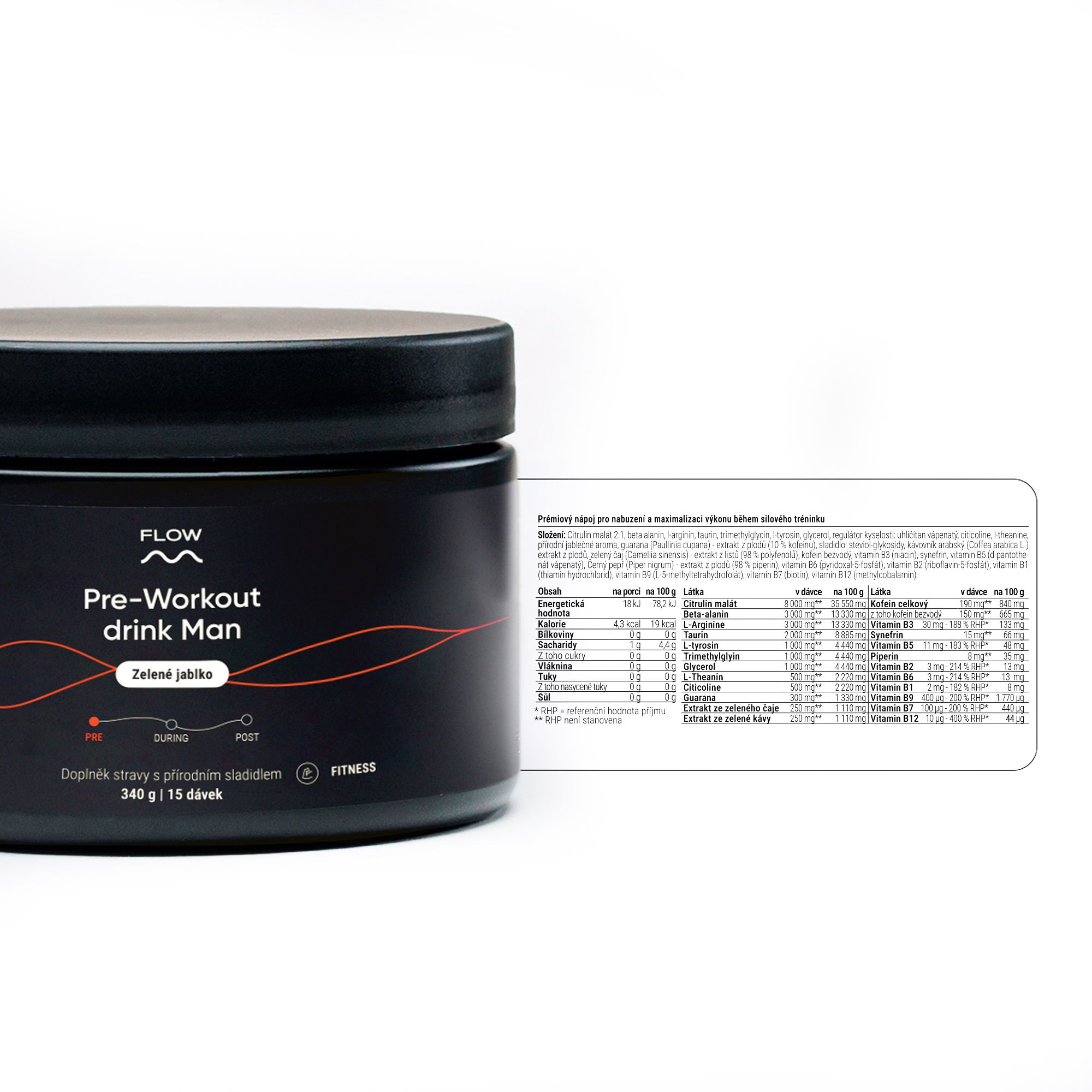 Flow Preworkout Man (zelené jablko) 340 g