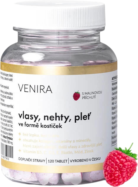 Venira srdíčka na vlasy, nehty a pleť malina 120 ks
