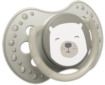 LOVI Dudlík s mini štítkem silikonový dynamický Buddy Bear 0-3m 2 ks