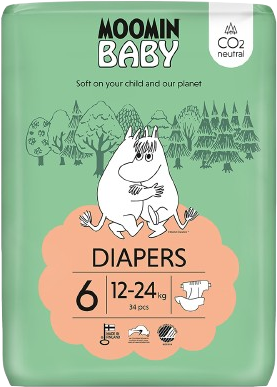 Moomin baby 6 Maxi 12–24 kg, eko pleny 34 ks