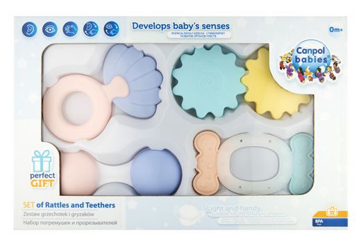 Canpol babies První set chrastítek s kousátky pastel 4 ks