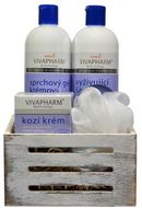 VivaPharm Dárkové balení kosmetiky s kozím mlékem v dřevěné bedýnce 5 ks