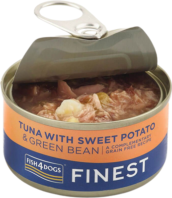 Fish4Dogs Finest, Konzerva pro psy s tuňákem, sladkými bramborami a zelenými fazolkami 85 g
