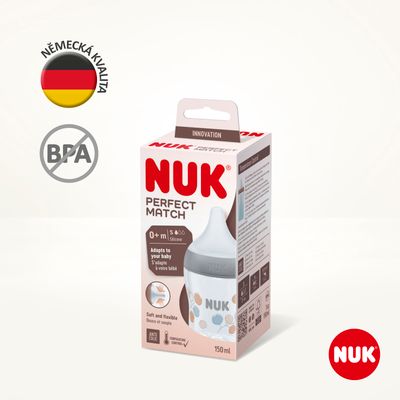 Nuk Perfect Match láhev s kontrolou teploty, šedá 150 ml