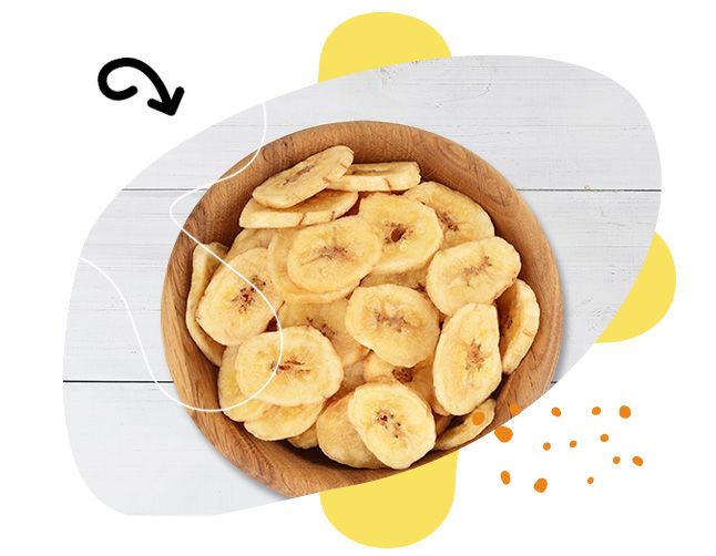Snäksy, Banány sušené mrazom, ovocie, snack