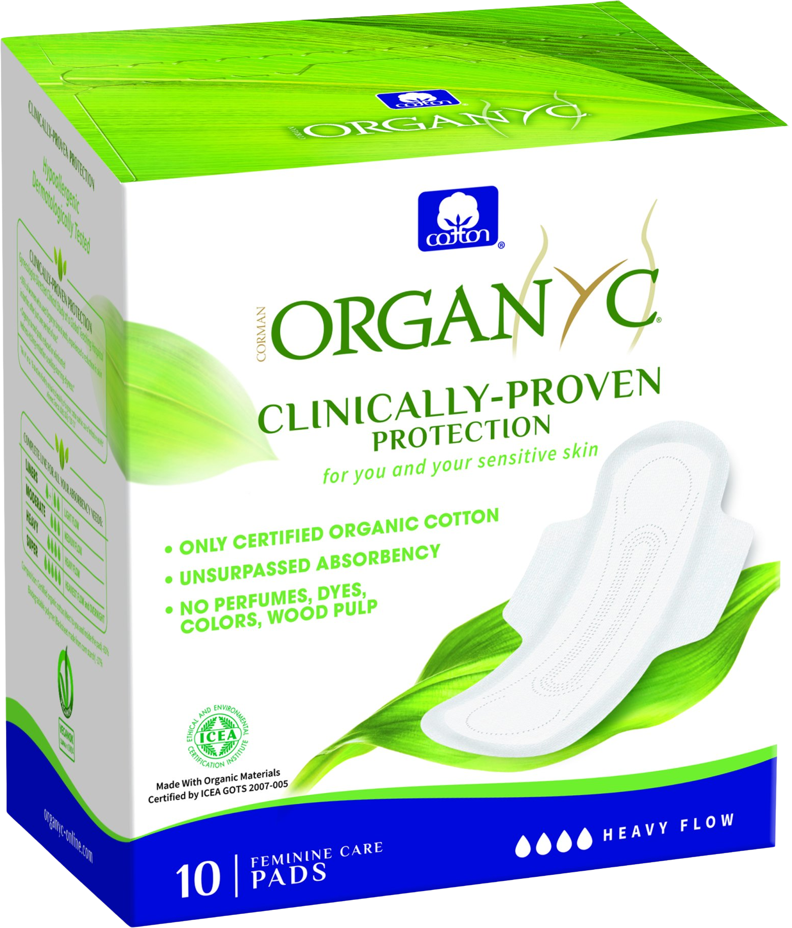 Organyc Menstruační vložky z biobavlny noční 10 ks