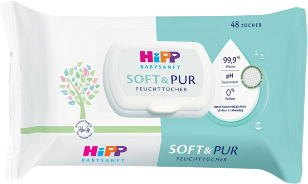 HiPP Babysanft Čistící vlhčené ubrousky Soft & Pur 48 ks
