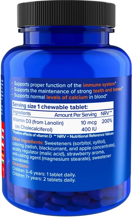 Natios Kids Vitamin D3, 400 IU 120 tablet