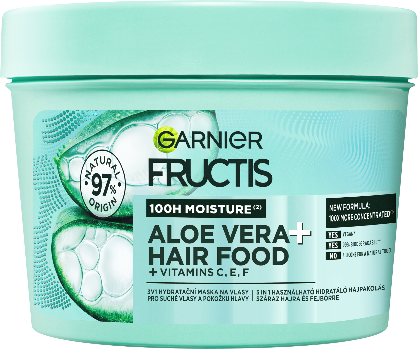 Garnier Fructis Hair Food Aloe Vera + 3V1 hydratační maska na vlasy a pokožku hlavy 400 ml