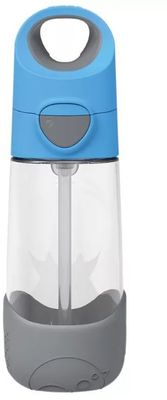 B.box Láhev na pití s brčkem modrá/šedá 450 ml