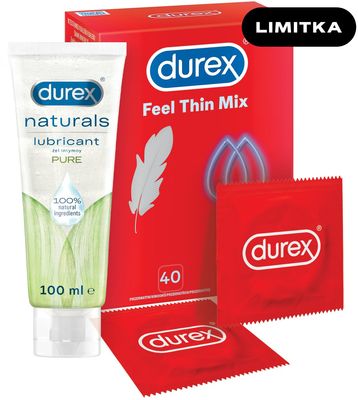 Durex SEX Feel Thin MIX 40ks + gel 100 ml