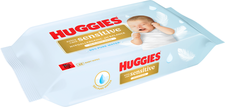 Huggies® Extra Care Sensitive Single Vlhčené ubrousky 48 ks