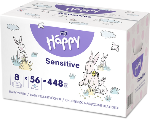 Bella Happy Baby čistící ubrousky sensitive hypoalergenní 8 x 56 ks