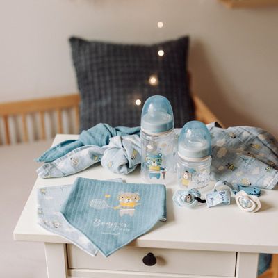 Canpol babies Set symetrických silikonových dudlíků 6-18m Bonjour Paris modrý 2 ks