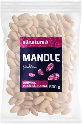 Allnature Mandle loupané pražené solené 500 g