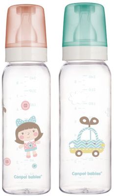 Canpol babies Láhev skleněná s potiskem 240 ml