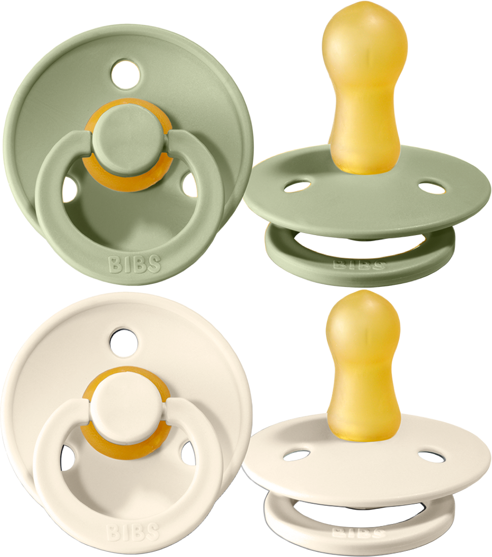 BIBS Colour dudlíky z přírodního kaučuku - velikost 2 Sage / Ivory 2 ks