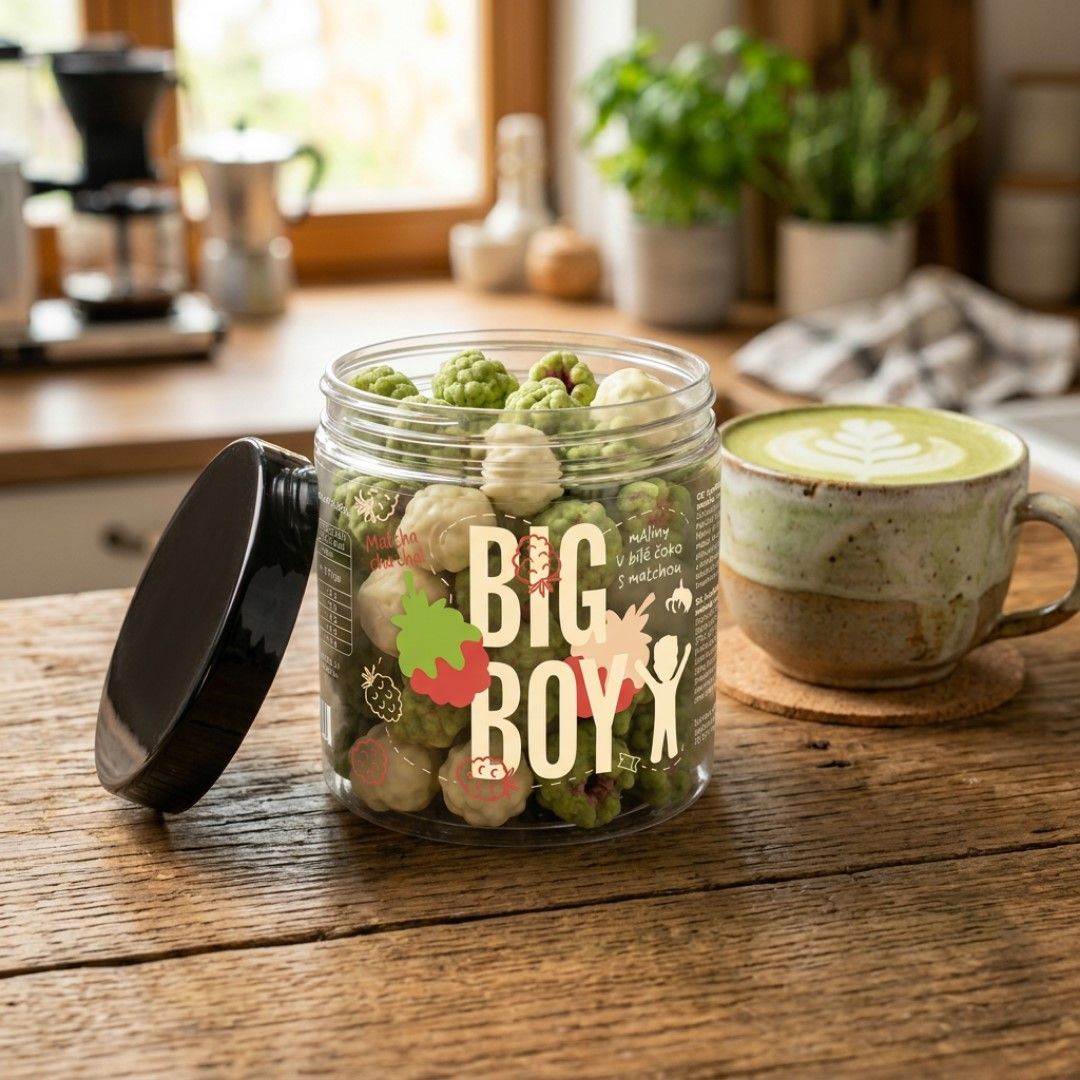 BIG BOY® Maliny v matcha a bílé čokoládě 160 g