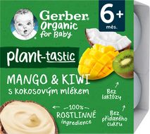 Gerber Organic 100% rostlinný dezert mango a kiwi s kokosovým mlékem 4 x 90 g