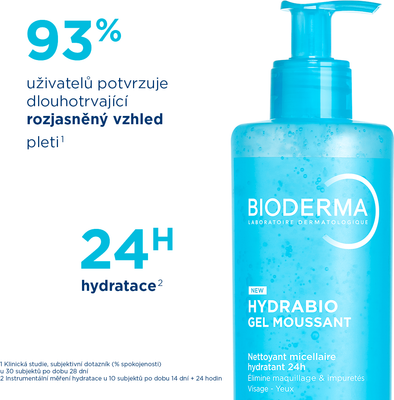 Bioderma Hydrabio Gel moussant pěnivý micelární čisticí gel poskytující 24h hydrataci 400 ml