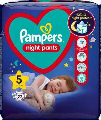 Pampers Night Pants éjszakai bugyipelenka 5, 12kg-17kg, 22 db