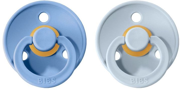 BIBS Colour Dudlíky z přírodního kaučuku - velikost 1, Sky Blue/Baby Blue 2 ks