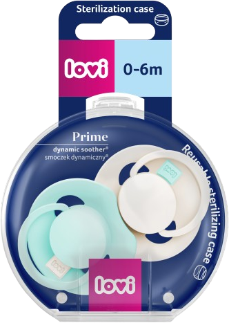 LOVI Dudlík silikonový dynamický PRIME Tutti Frutti 0-6m, Lagoon/Mint Cream 2 ks