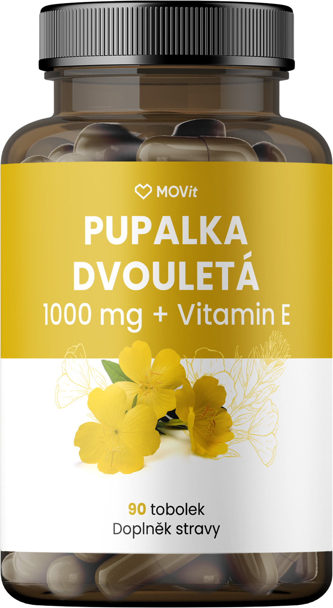 MOVit Energy Pupalka dvouletá 1000 mg + Vitamin E 90 měkkých tobolek