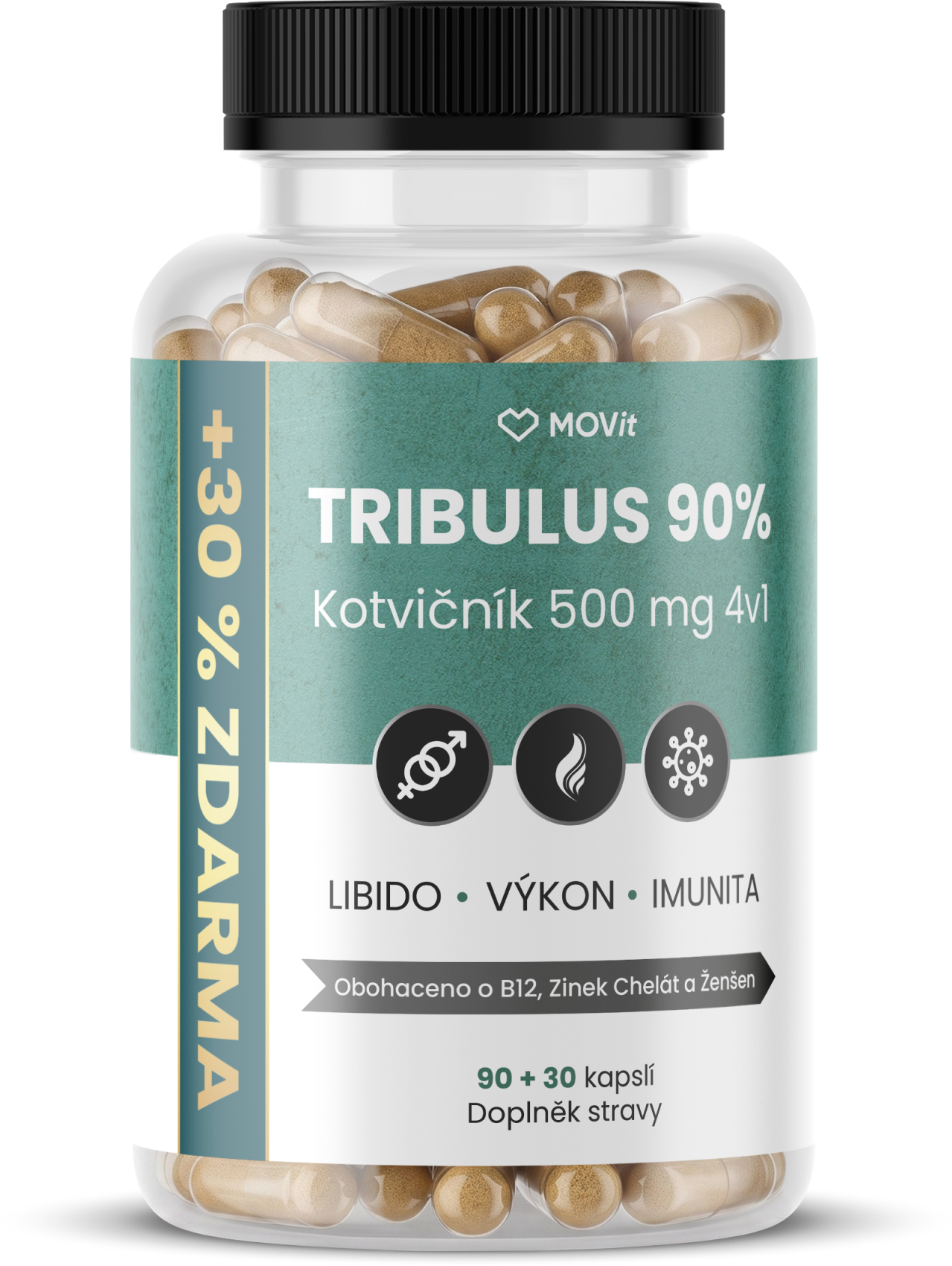 MOVit Energy TRIBULUS 90% Kotvičník 500 mg 4v1 120 kapslí