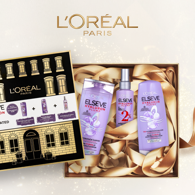 L'Oréal Paris Elseve Hyaluron Plump Vánoční balíček 2023 - šampon + kondicionér + sérum