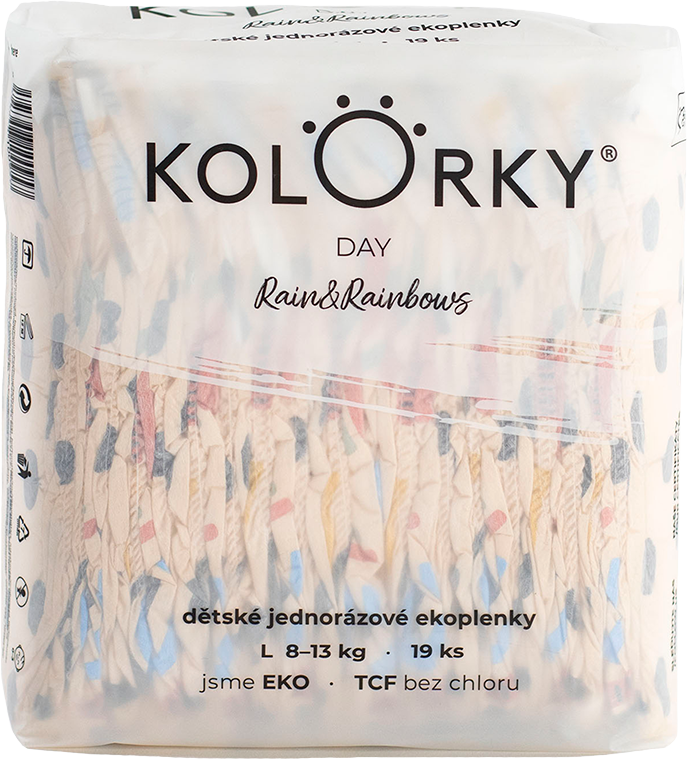 Kolorky DAY Déšť a duhy vel. L (8-13 kg) 19 ks