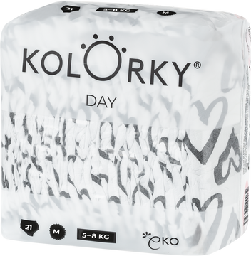 Kolorky DAY srdce M 5-8 kg jednorázové eko plenky 21 ks