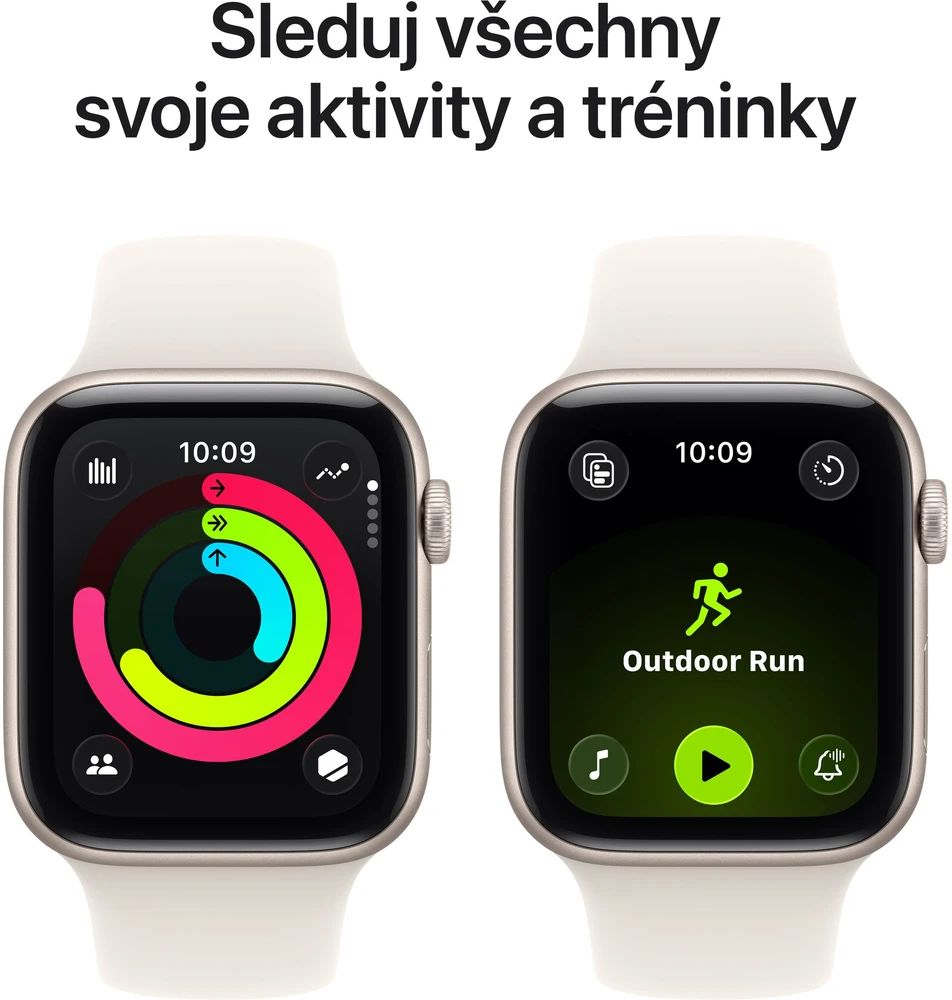Apple Watch SE 3 44mm Hvězdně bílý hliník s hvězdně bílým sportovním řemínkem S/M