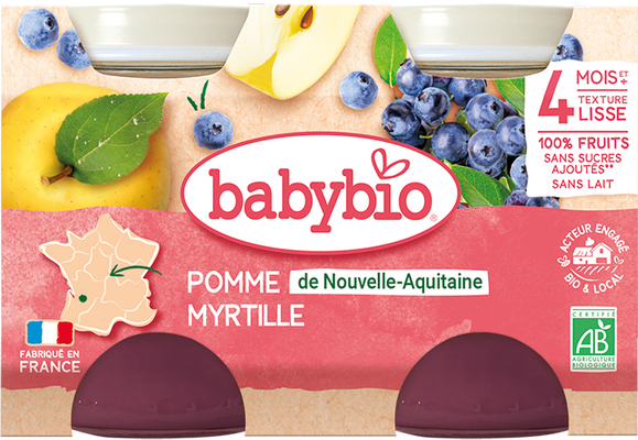 Babybio jablko, borůvky 2 x 130 g