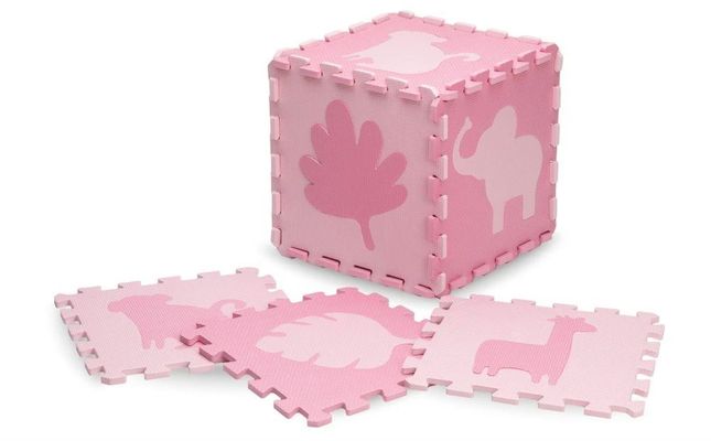 MoMi Hrací podložka pěnové puzzle ZAWI růžová 16 ks