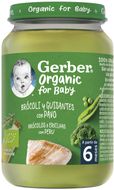Gerber Organic Dětský příkrm brokolice s hráškem a krutím masem 190 g