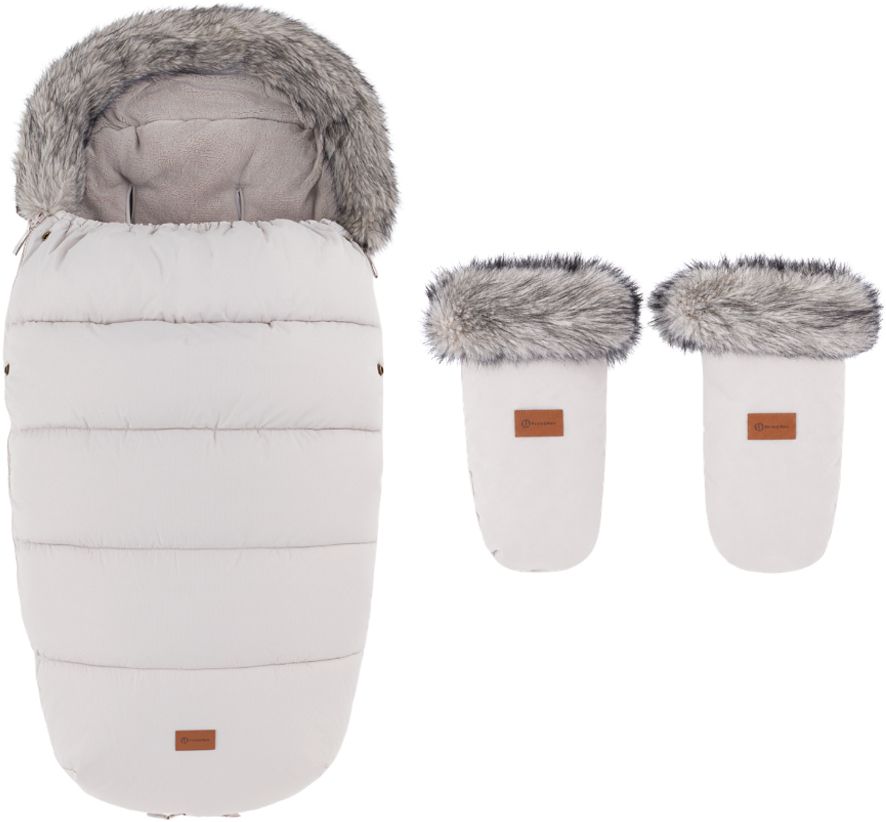 Petite&Mars Set zimní fusak Comfy 4v1 + rukavice na kočárek Fjora Champagne Shower