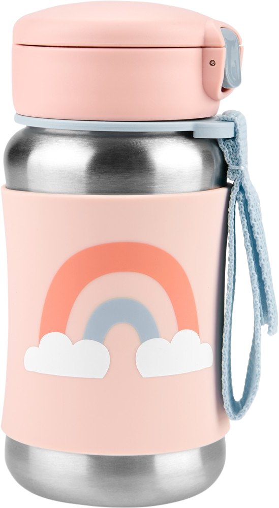 Skip Hop Spark Style Láhev s brčkem na vodu nerez Duha 12m+, 350 ml