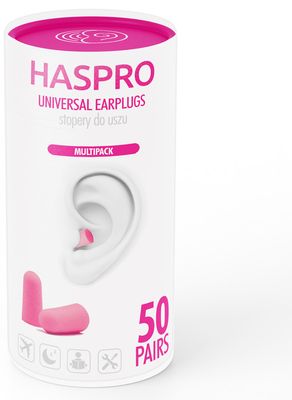 Haspro Tube50 Špunty do uší, růžové 100 ks